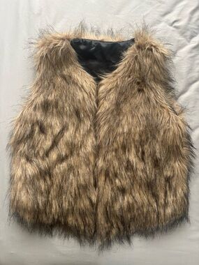 Faux Fur Vest in Warm Brown Tones
